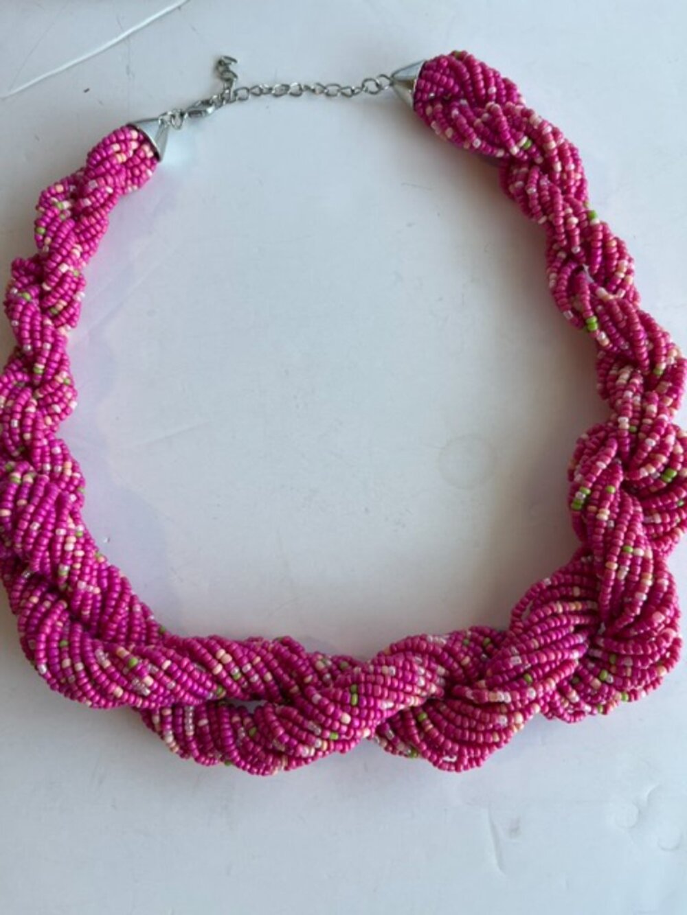 Pink seed beads bohemian necklace. - Picture 2 of 3